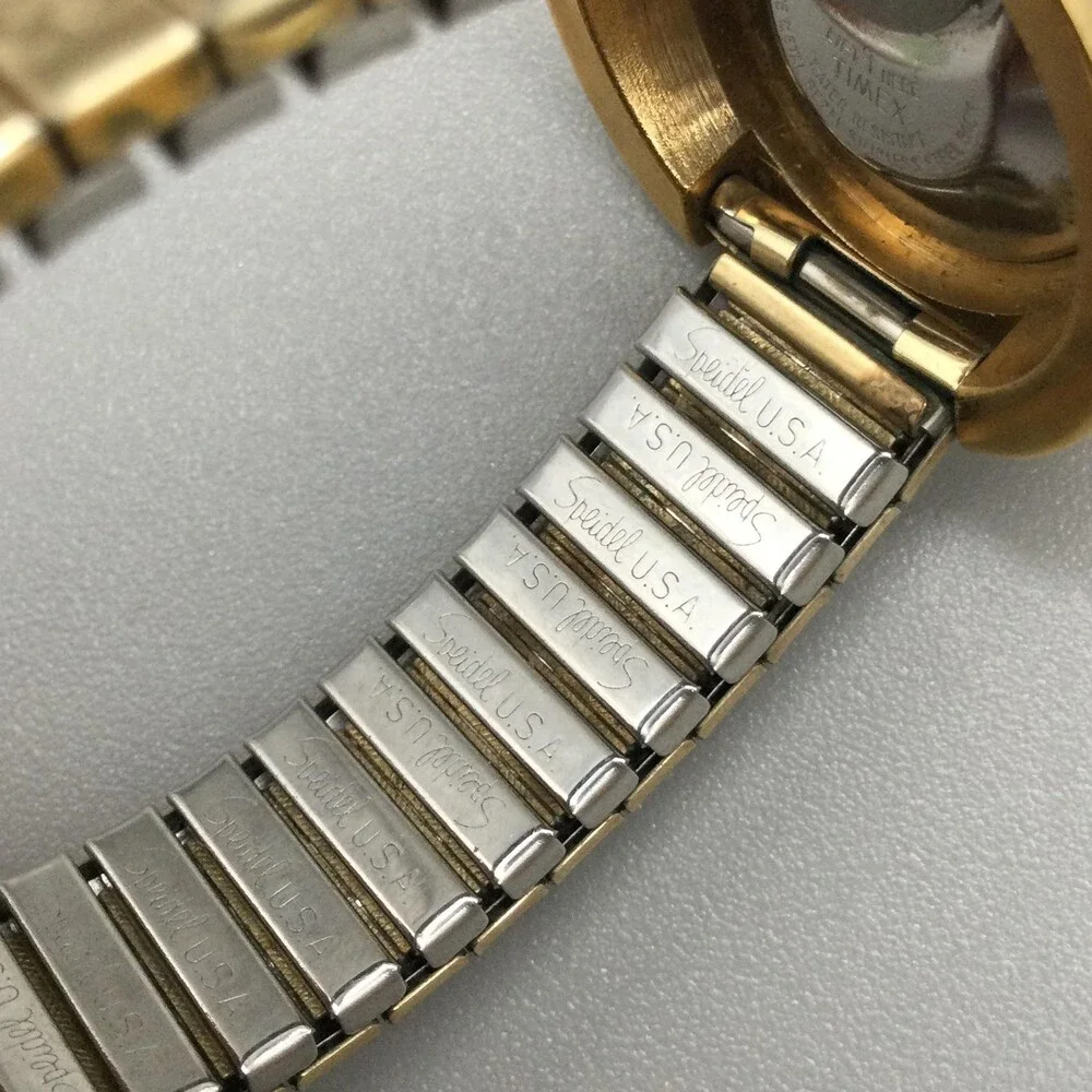 Vintage Timex Electric Womens Watch 30mm Champagne Dial NOT RUNNING FOR PARTS